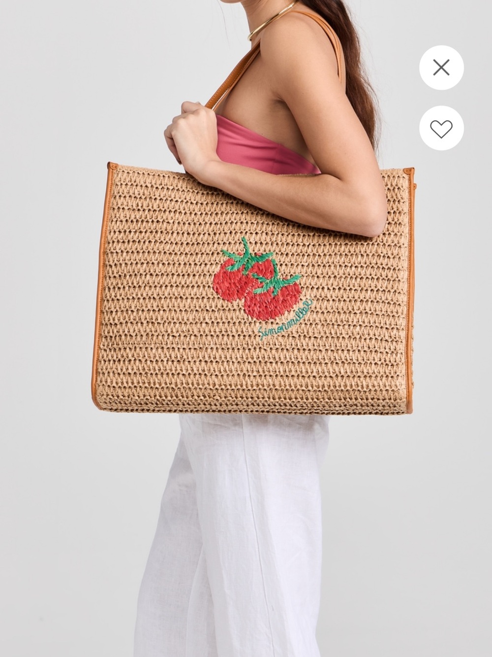 SIMONMILLER Raffia Embroidered Logo Studio Tote - Picture 2 of 8